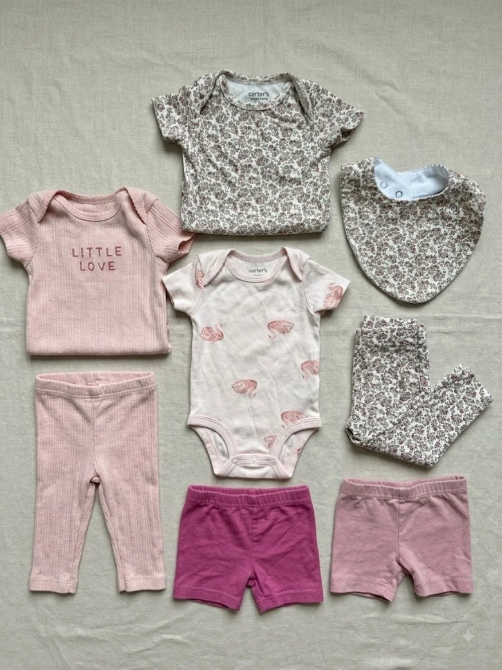 Baby Girl 0-3 Month Pink Floral Bundle